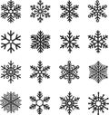 Christmas snowflake set. Holiday line icon. Royalty Free Stock Photo