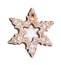 Christmas snowflake, sweet ginger bread with caramel