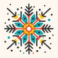 Christmas snowflake in vibrant colours. Crafted snow flake drawing. Royalty Free Stock Photo