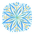 Christmas snowflake watercolor element in star
