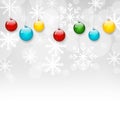 Christmas snowflakes background with set colorful balls Royalty Free Stock Photo