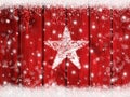 Christmas snowflakes background on wood texture with star from snow in winter Royalty Free Stock Photo