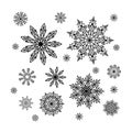 Christmas snowflakes collection, circle ornament set, ornamental