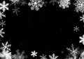 Christmas snowflakes frame in retro dotwork style. Border of winter snow in vintage style. Royalty Free Stock Photo