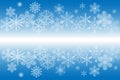 Christmas snowflakes Shining, transparent beautiful falling snow isolated on blue background. Royalty Free Stock Photo