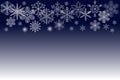 Christmas snowflakes Shining, transparent beautiful falling snow isolated on blue background. Royalty Free Stock Photo