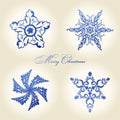 Christmas snowflakes vintage decor blue