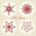 Christmas snowflakes vintage decor red