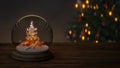 Christmas snowglobe in living room 3D render Royalty Free Stock Photo