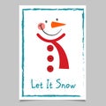 Christmas Snowman Card. Let It Snow Card.