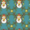 Vintage seamless pattern with vector holly pattern for paper design. Happy new year decoration. Vector graphic. Vector