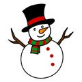 Christmas Snowman cartoon. Royalty Free Stock Photo