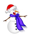 Christmas snowman cartoon design for card. Winter icon, symbol vector illustration isolated on white background. Royalty Free Stock Photo