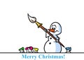 Christmas snowman character artist paint brush cartoon