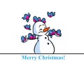 Christmas snowman character Bird bullfinches cartoon