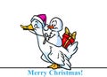 Christmas snowman character bird goose cartoon Royalty Free Stock Photo