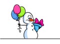 Christmas snowman character gift balloons cartoon