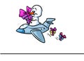 Christmas snowman character plane flying gift cartoon