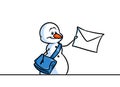 Christmas snowman character postman letter cartoon