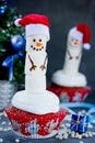 Christmas snowman cupcake Royalty Free Stock Photo