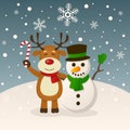 Christmas Snowman and Funny Reindeer