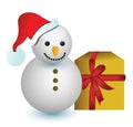 Christmas snowman with gift illustration
