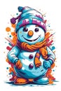 christmas snowman graphic on white background Royalty Free Stock Photo