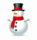 Christmas snowman with hat and scarf. Vector Royalty Free Stock Photo