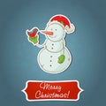 Christmas snowman invitation postcard