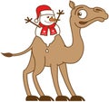 Christmas snowman melting on a camel's back