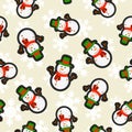 Christmas snowman patch icon pattern background