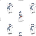 Christmas snowman pattern on white background.