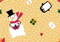 Christmas snowman seamless penguin and gifts box and letters pattern for wrapping paper and linens and fabrics