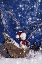 Christmas Snowman in Sleigh 2 Royalty Free Stock Photo