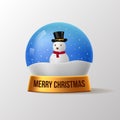 The christmas snowman snow globe 3D realistic elegant for festive decoration with golden color and detailed shiny Royalty Free Stock Photo