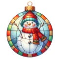 Christmas Snowman Stained Glass Ornament Royalty Free Stock Photo
