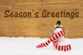 Christmas Snowman with text Season`s Greetings