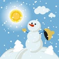 Christmas snowman Winter Fun vector 2015 retro Royalty Free Stock Photo