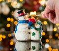 Christmas snowmen candle at xmas Royalty Free Stock Photo