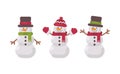 Christmas snowmen collection. Cute winter characters flat illustration
