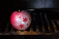 Christmas snowy abstract apple in the oven before baking concept