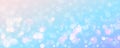 Christmas snowy background. Cold pink blue winter sky. Vector ice blizzard on gradient texture with bokeh and flakes Royalty Free Stock Photo