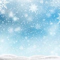 Christmas, Snowy background with falling snow, snowflakes, snowdrift for winter and new year holidays. Vector Royalty Free Stock Photo