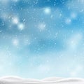 Christmas, Snowy background with falling snow, snowflakes, snowdrift for winter and new year holidays. Vector Royalty Free Stock Photo