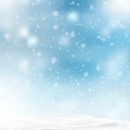 Christmas, Snowy background with falling snow, snowflakes, snowdrift for winter and new year holidays. Vector Royalty Free Stock Photo