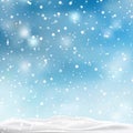 Christmas, Snowy background with falling snow, snowflakes, snowdrift for winter and new year holidays. Vector Royalty Free Stock Photo