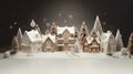 Christmas snowy courtyard. Decorative model of a snowy winter courtyard. Space for congratulatory text. AI generated