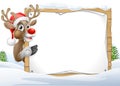 Santa Hat Reindeer Christmas Sign Royalty Free Stock Photo