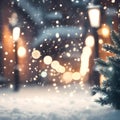 Christmas snowy street with ligts Royalty Free Stock Photo