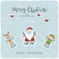 Christmas Social Distancing Santa with Deer and Elf Snow Angels Royalty Free Stock Photo